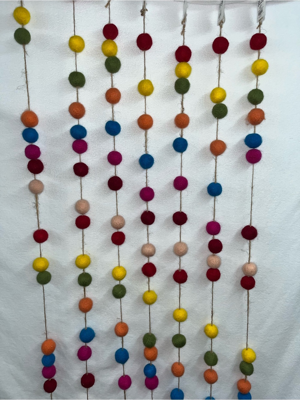 Multicolor Felt Holiday Ball Garland in Rainbow Colors - 7 Strands! - Picture 2 of 3
